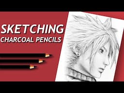 Sketching Portrait of Cloud Final Fantasy 7 Remake Time Lapse #shorts