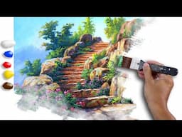 Acrylic Painting Landscape / Old Stairway / Time-lapse / JMLisondra