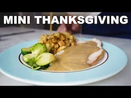 Roast turkey breast with basic stuffing and sprouts