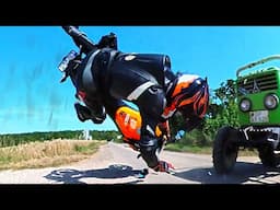 BIKER LAUNCHED INTO THE AIR - Crazy & Hectic Motorcycle Moments 2024