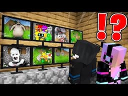 Watching for SCARY MONSTERS on CAMERAS in Minecraft!