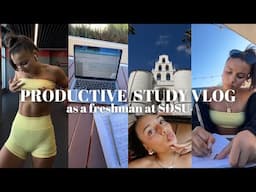 PRODUCTIVE STUDY VLOG (FRESHMAN IN COLEGE edition): study tips, work/life balance, workouts + more!!