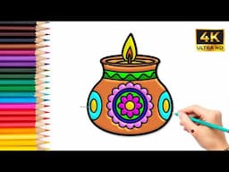 Diwali Diya Drawing🪔 🎨✨ (Easy Step-by-Step Tutorial)!!! @bambinoartz #deepavali