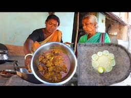 Lemon Rice and Chilli Chicken curry in tribal village style | tribal village food | village cooking