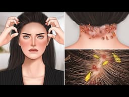 ASMR Removal acne and head lice from the nape at hairline | seborheic dermatitis treatment