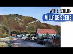 Village scene painting - WATERCOLOR TUTORIAL