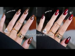 Easy nail art at home: Tortoise Shell & Glassy Cat Eye Red Nails