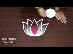 Color Side Borders rangoli designs || Trendy Doorstep muggulu || Freehand kolam