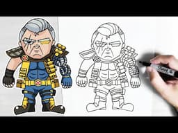 Cable cartoon art lesson | How to draw Fortnite X-Force characters