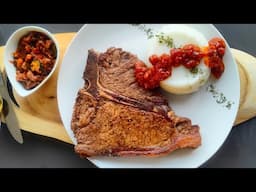 South African  Food: Pap and Vleis T-bone Beef Steak | Pap en Vleis Braai