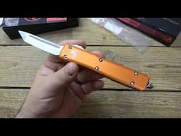 Microtech Ultratech Tanto OTF Knife (Orange / M390 / Stonewash) 123-10OR