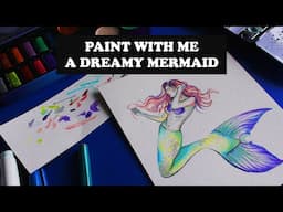 Dreamy Mermaid Speedpainting | Prima Vintage Pastels & Ohuhu Markers with Metallic Details 🌊✨