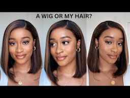 A WIG OR MY HAIR? | Side Part Honey Blonde Bob Wig | Yaki Texture | Full Lace Wig | RPGSHOW