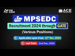 MPSEDC Recruitment 2024 Through GATE for Various Positions | Full Details | ACE Online