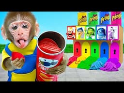 KiKi Monkey explore Four Elements Pringles Chips Machine with Inside Out Emotion | KUDO ANIMAL KIKI