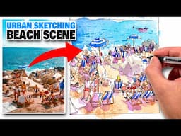 Urban Sketching For Beginners | Simple Step-By-Step Beach Scene