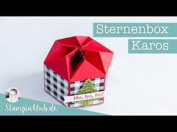 Bastelanleitung für eine Sternenbox, dekoriert mit dem Stampin' Up!® Stempelset Tannen und Karos