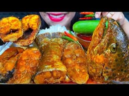 MASSIVE FISH FEAST! BIG FISH CURRY, FISH FRY, BASMATI RICE ASMR MUKBANG Eating Sounds