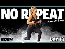 Day 13: Lower Body Tri-Sets with Dumbbells Workout - Kettlebells & Mini Band Optional | No Repeat