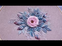 Wool Rose Embroidery &  brush painting