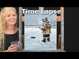 ICE FISHING-Learn How to Draw and Paint with Acrylics-Easy Beginner Acrylic Painting Tutorial