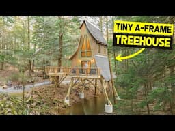 FAIRYTALE LUXURY TINY HOME A-FRAME TREEHOUSE Over Water! (Airbnb Tour)