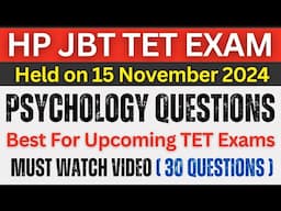 HP JBT TET Exam Held on 15 November 2024 !!