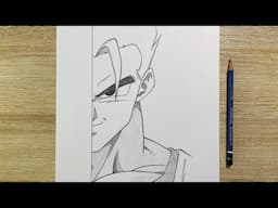 How to Draw Ultimate Gohan Half Face from Dragon Ball | Step-by-Step Anime Sketch Tutorial