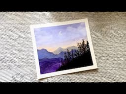 PURPLE MOUNTAINS watercolor painting