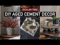 DOLLAR TREE CONCRETE DIY DECOR HACKS (aged pots, ruffled bowl, textured artwork, rustic riser)