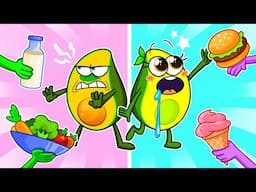 Fast Food vs Healthy Food | Funny Kids Cartoon Stories | Avocado Couple Live