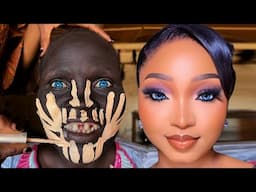 Unbelievable 😱💄🔥 Nigerian Bridal Makeup And Gele Transformation 👆 Makeup Tutorial 😳💉✂️