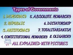 Types of Governments- Democracy, Monarchy, Republic, Aristocracy, Dictator, Totalitarian & Oligarchy