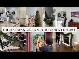 CHRISTMAS CLEAN AND DECORATE WITH ME 2024 | PART 1 | PUTTING UP THE GREENS #cleananddecoratewithme