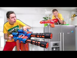 24 Hours of Hilarious Pranks with NERF Guns on My Brother🤪