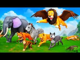 Jungle Animals vs Evil Winged Lion - Epic Rescue and Counter Attack Adventure!