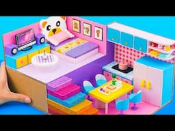 DIY Miniature House #77 How To Make Cute Bear Style House with Bedroom, Living Room and Kitchen