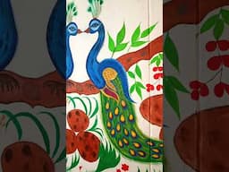 Peacock Wall Painting... Beautiful Peacock Painting For House wall..