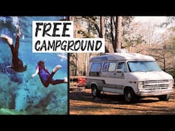 FREE CAMPGROUND IN FLORIDA // Spontaneous Trip To Ponce De Leon Springs In Our Campervan