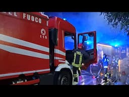 [INCENDIO DEPOSITO] Arrivo ABP scania + intervento vigili del fuoco (APS man + ABP scania)