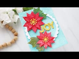 Ink-blended die-cuts on a holiday card with Joy