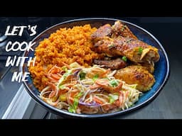 Let’s  Cook With me | Whole roast chicken with Jollof rice and creamy coleslaw