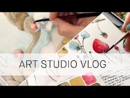 art studio vlog ✷ watercolor painting, sketching, swatching, organizing