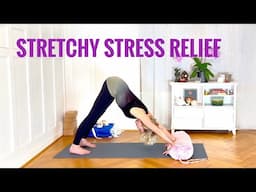 Stretchy Stress Relief | 34 min | Gentle Intermediate Level | Cat de Rham | Online Yoga Teaching