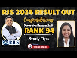 RJS 2024 Result: Rank 94 Deekshika Brahambhatt  - JKILS Institute’s Success Story!