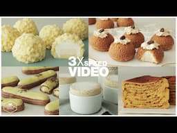 #124 3x Speed 케이크 디저트 베이킹 영상 : Cake Dessert Baking Video | 치즈케이크,브리오슈,에클레어,수플레,쿠키슈 |  Cooking tree