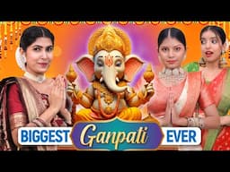 TINY vs GIANT GANPATI Challenge | Making Worlds Biggest Paper Ganpati At Home | DIY Queen