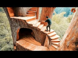 Man Builds Secret Tree House in the Middle of the Forest | Start to Finish by @ArtSportArtSport