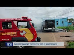 Ônibus do transporte coletivo pega fogo em Senador Canedo