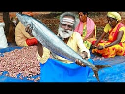 KING fish ROAST with GRAVY Making by DADDY Arumugam | Village food factory